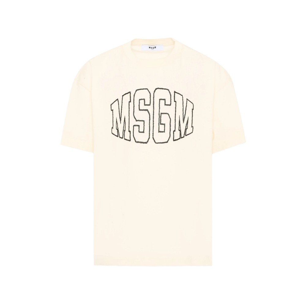 MSGM T-shirt crema con logo...