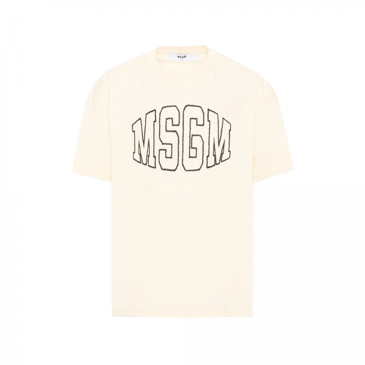 MSGM T-shirt crema con logo bambini