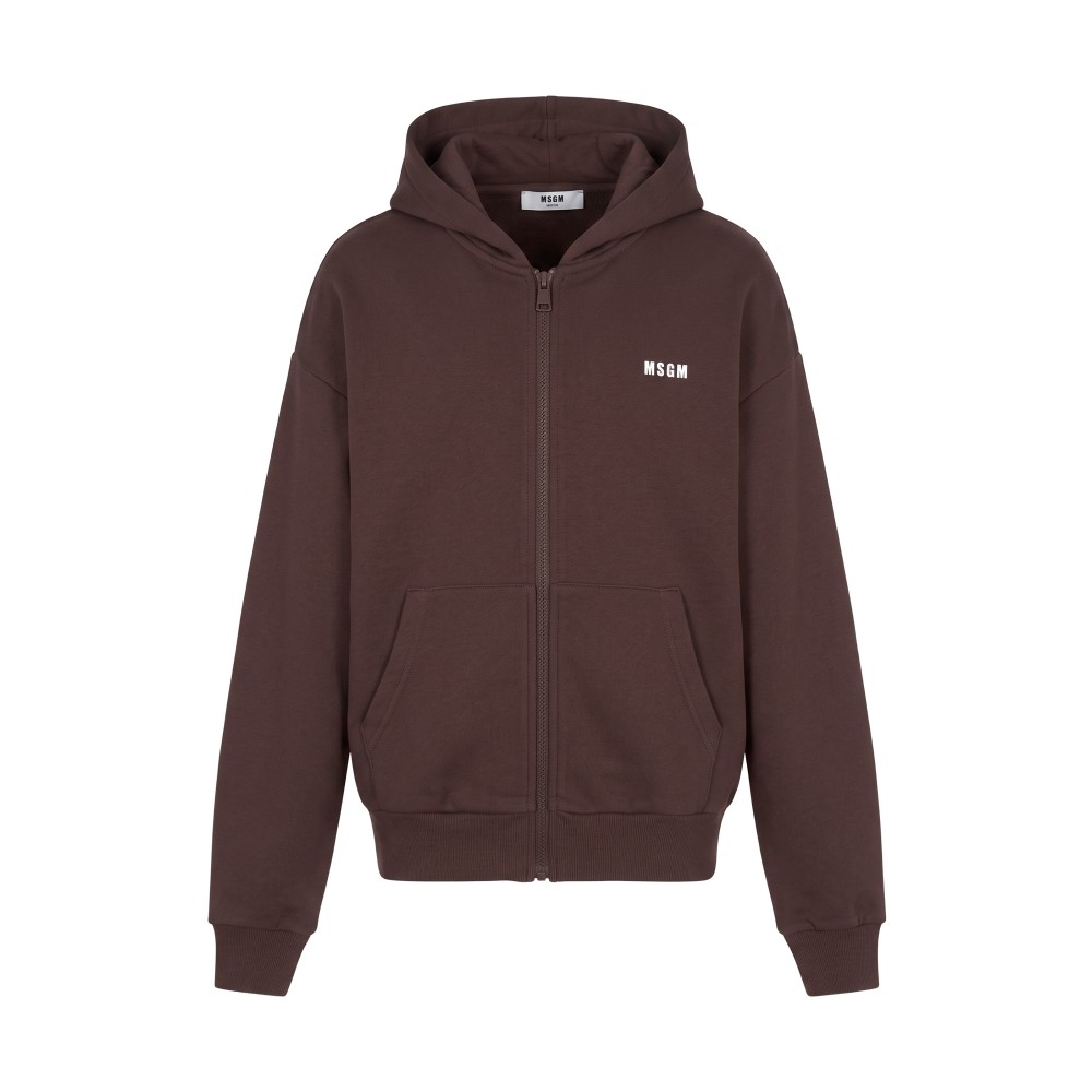 MSGM Felpa marrone full-zip...