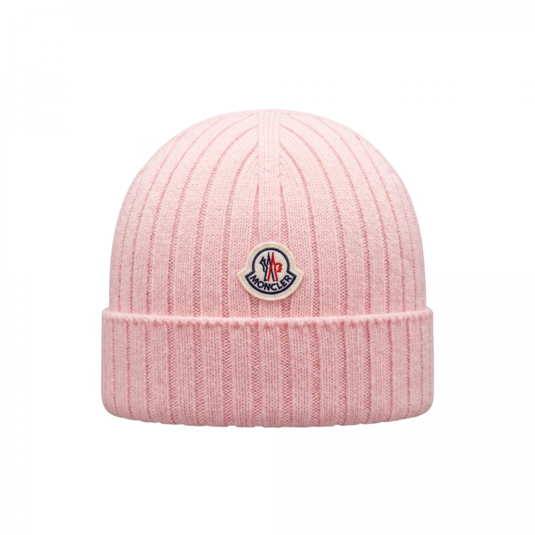 MONCLER Berretto rosa in lana neonata