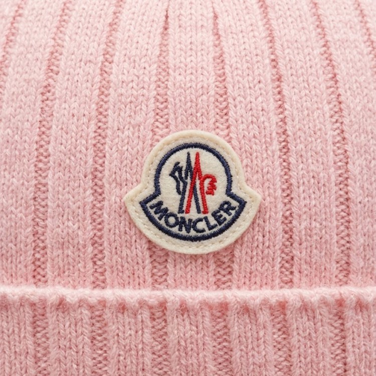 MONCLER Berretto rosa in lana neonata