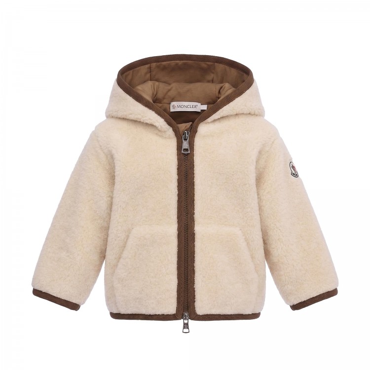 MONCLER ZIP UP CARDIGAN.Light Beige