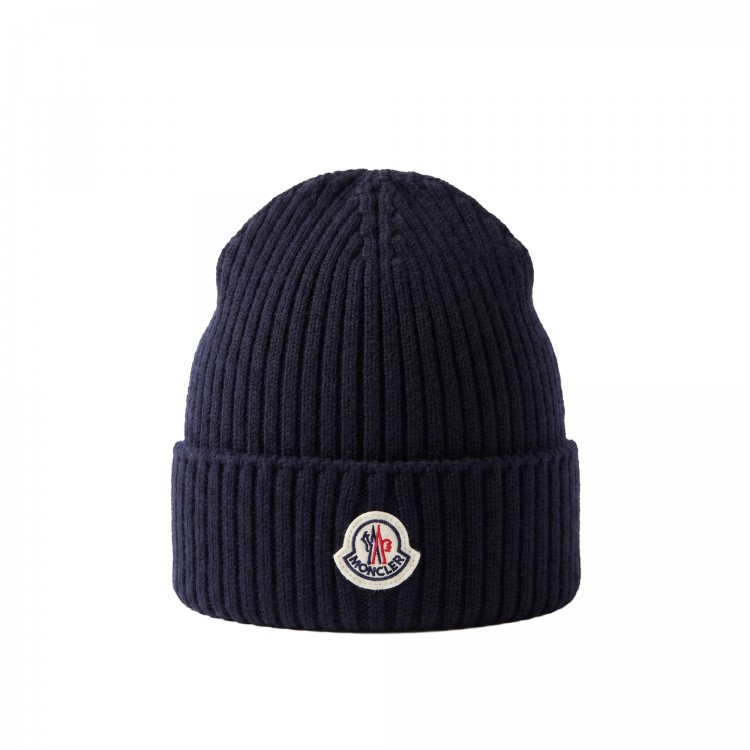 MONCLER Berretto blu navy in lana bambini