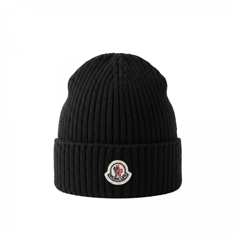 MONCLER Berretto nero in lana bambini