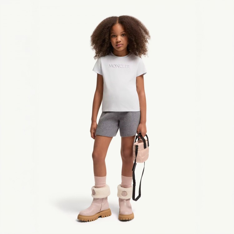 MONCLER T-shirt grigia con logo bambina