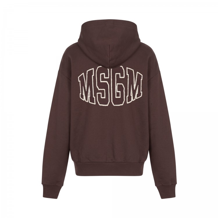 MSGM Felpa marrone full-zip logata bambini
