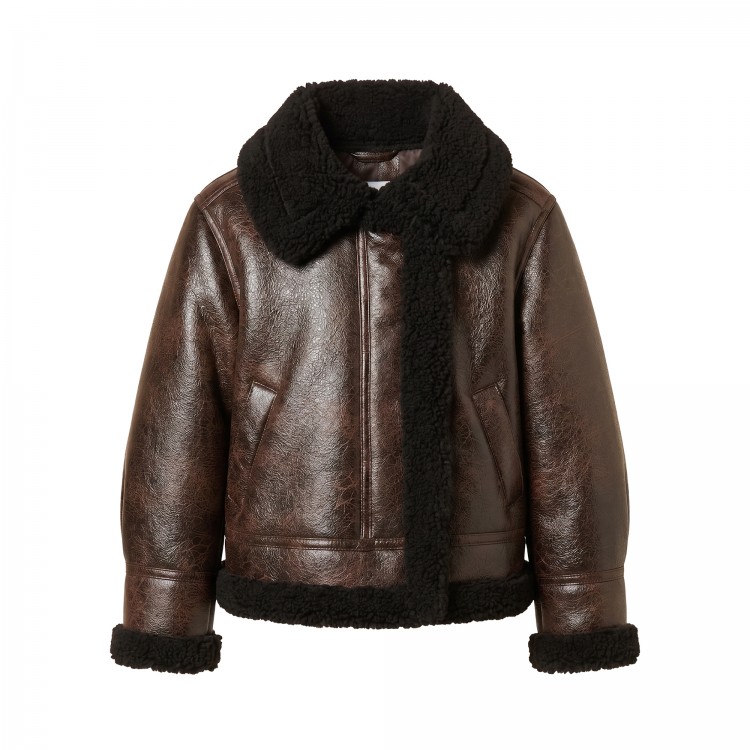 TWIN-SET Giubbotto marrone in ecopelle bambina
