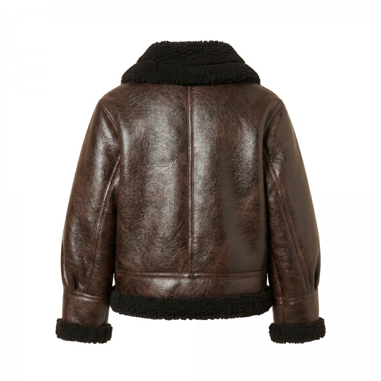 TWIN-SET Giubbotto marrone in ecopelle bambina