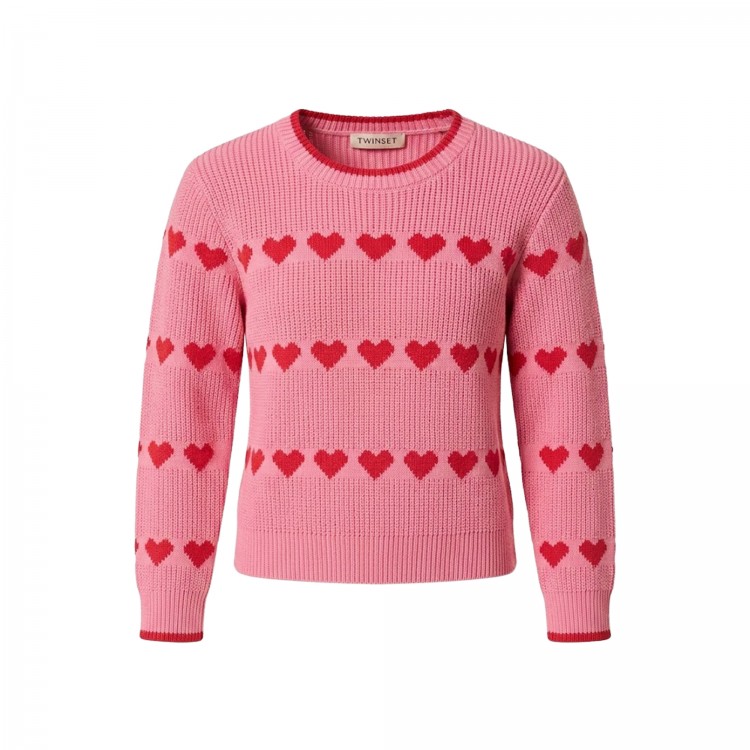 TWIN-SET Maglione fucsia a cuori bambina