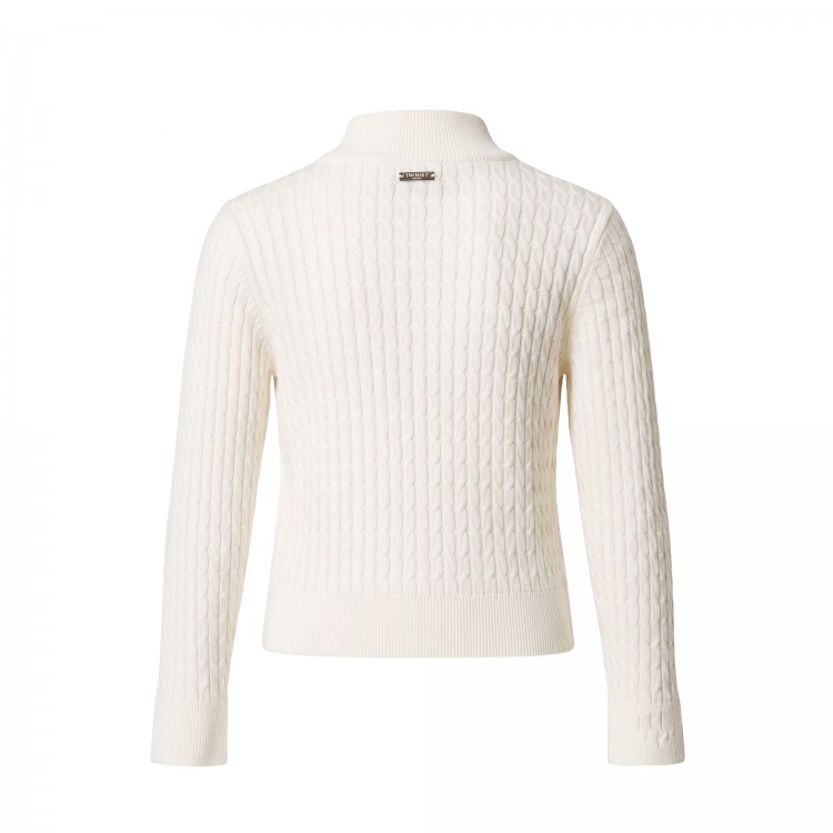 TWIN-SET Lupetto bianco a trecce bambina