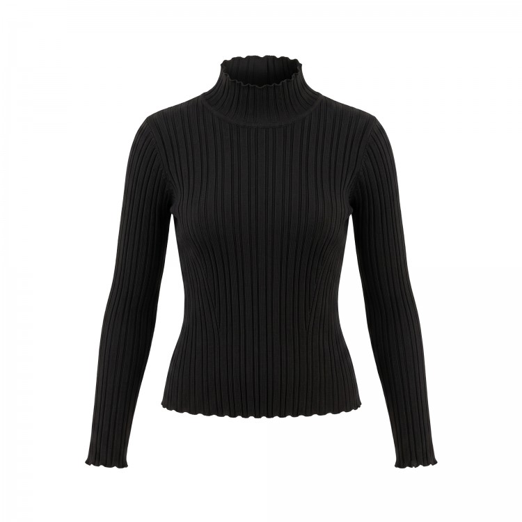 TWIN-SET Lupetto nero a costine bambina