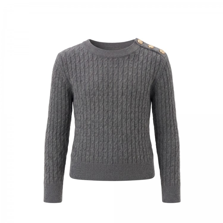 TWIN-SET Maglia grigia con bottoni logati bambina