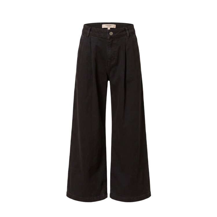 TWIN-SET WIDE LEG FIT.NERO