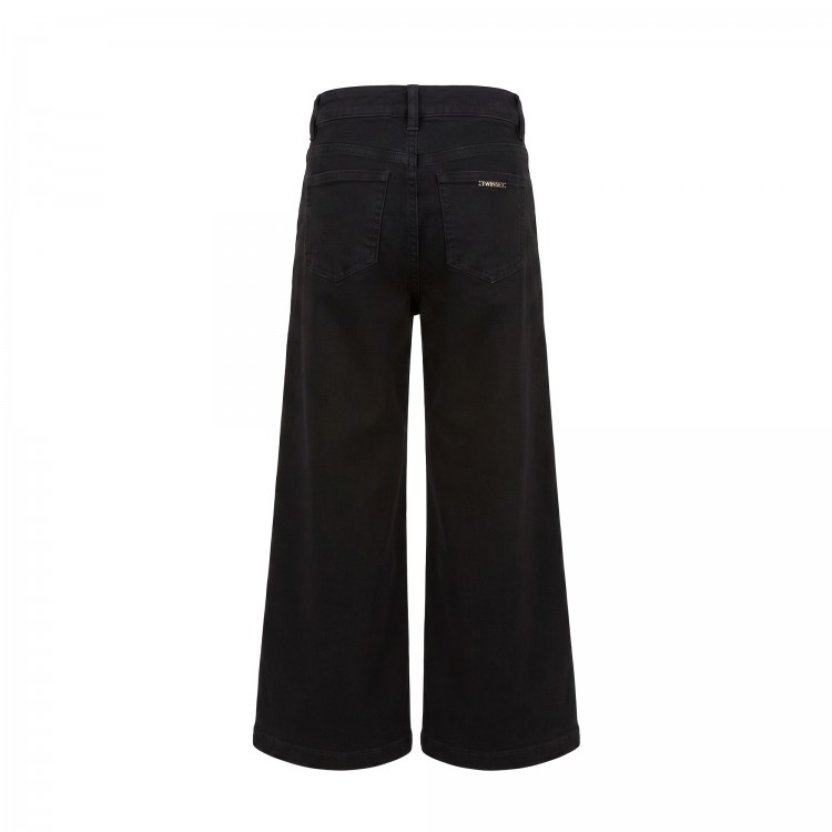 TWIN-SET WIDE LEG FIT.NERO