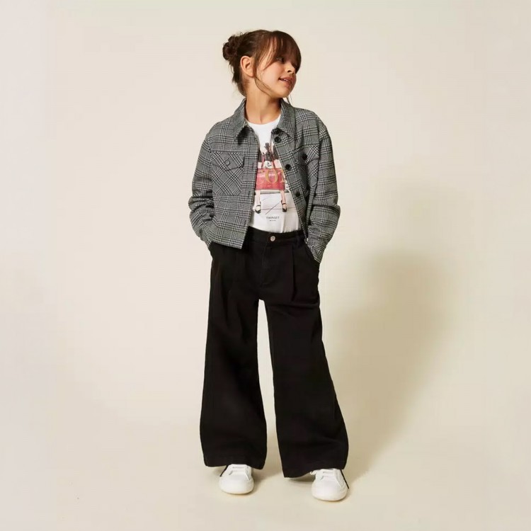 TWIN-SET WIDE LEG FIT.NERO