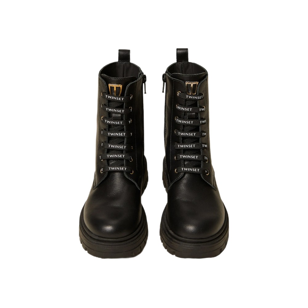 TWIN-SET Anfibi neri con...
