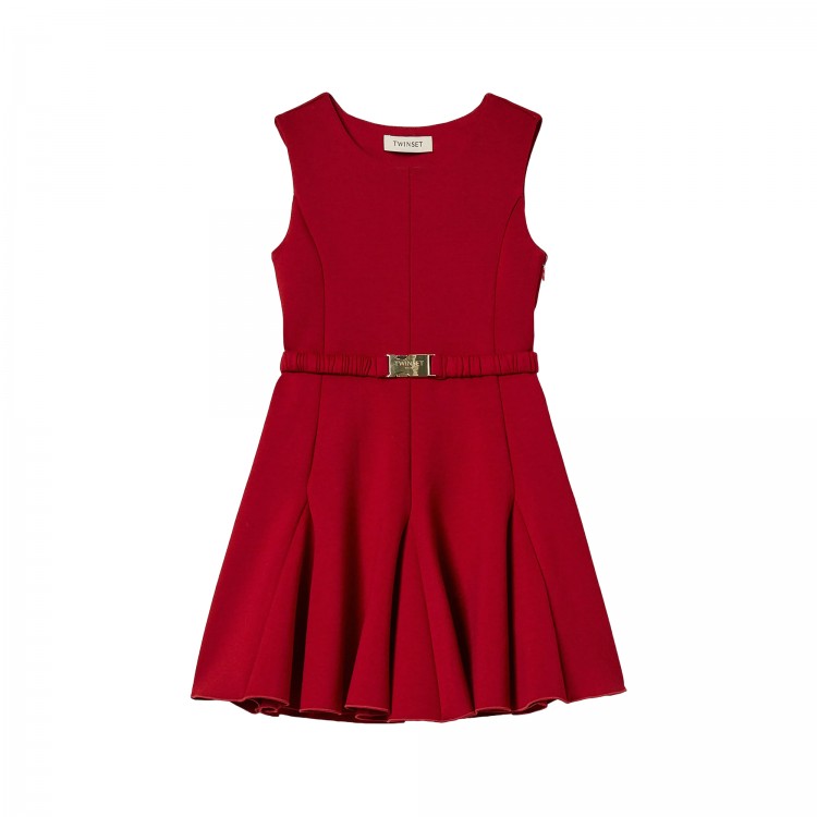 TWIN-SET Abito bordeaux in tessuto scuba bambina