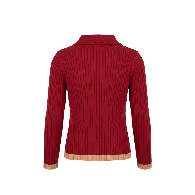 TWIN-SET Polo in maglia bordeaux bambina