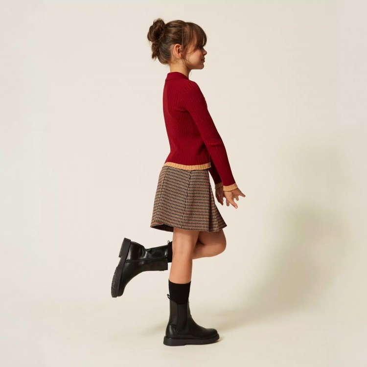 TWIN-SET Polo bordeaux a costine bambina