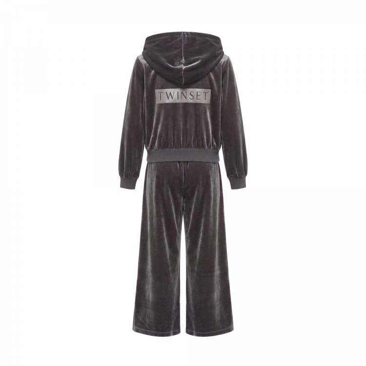 TWIN-SET Completo antracite in ciniglia bambina