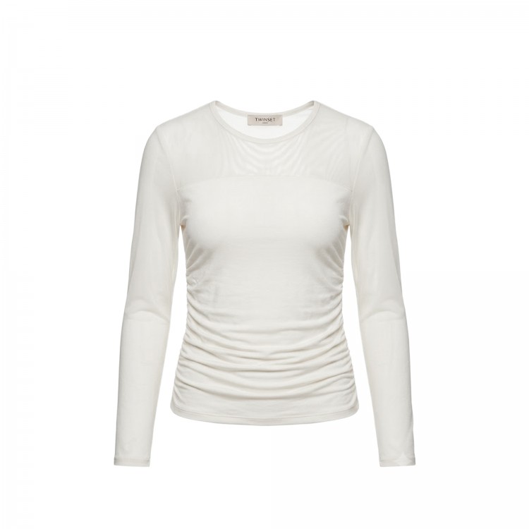 TWIN-SET T-shirt bianca in tulle bambina