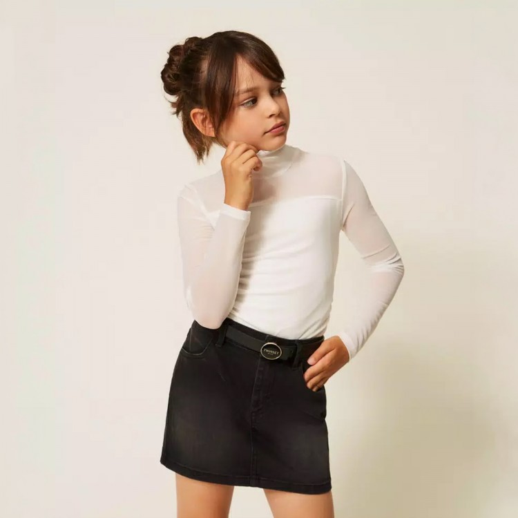 TWIN-SET Lupetto panna in tulle bambina