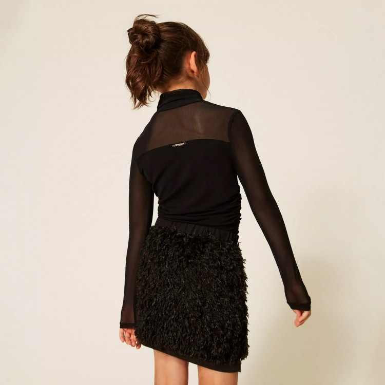 TWIN-SET Lupetto nero in tulle bambina
