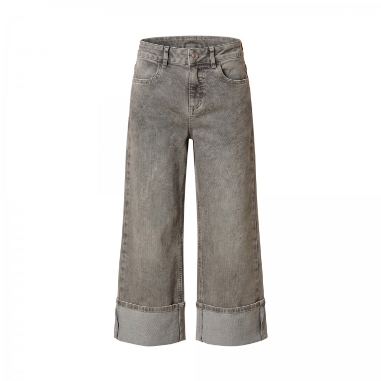 TWIN-SET Jeans grigio con risvolto bambina