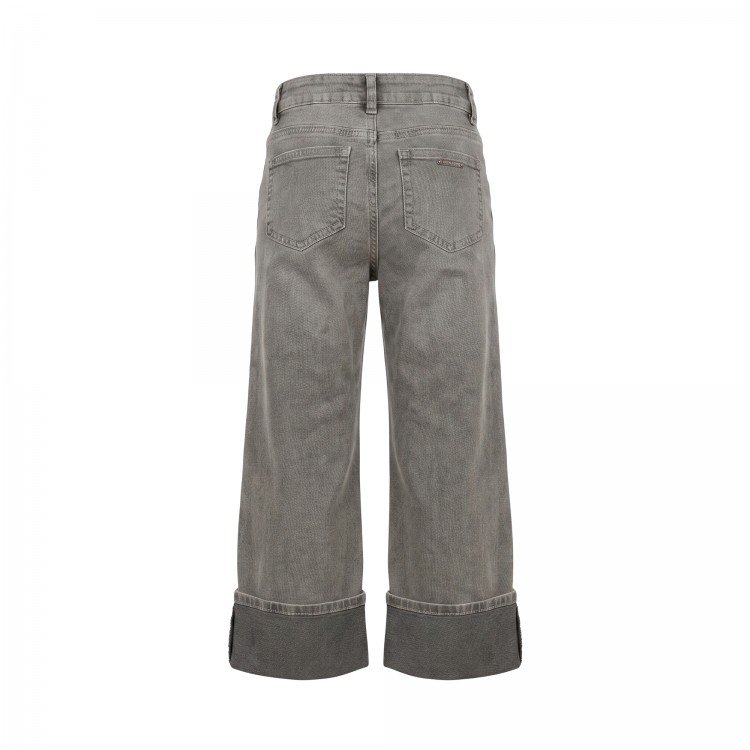 TWIN-SET Jeans grigio con risvolto bambina