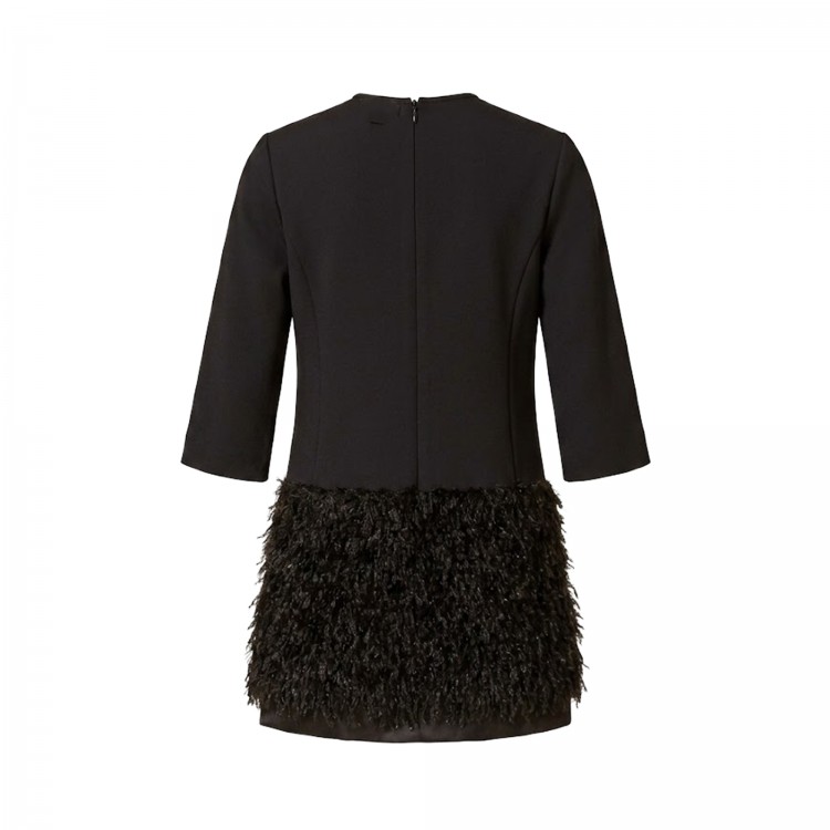 TWIN-SET Abito nero con pelliccia bambina