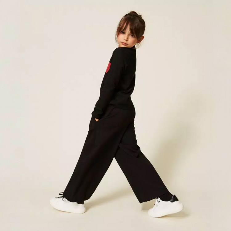 TWIN-SET Pantaloni neri ampi bambina