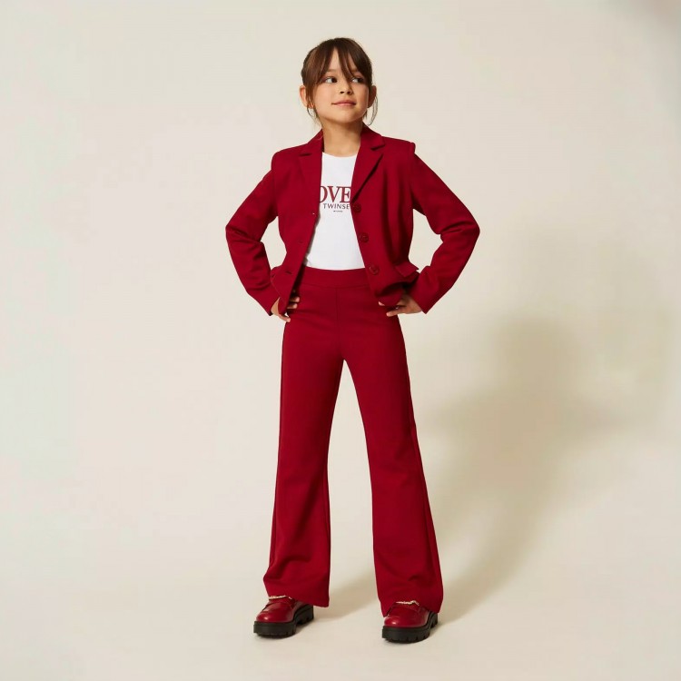 TWIN-SET Pantaloni bordeaux flare bambina