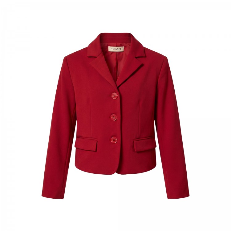 TWIN-SET Blazer bordeaux cropped bambina