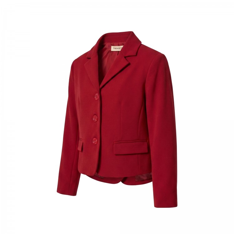 TWIN-SET Blazer bordeaux cropped bambina