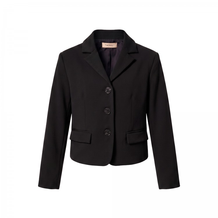 TWIN-SET Blazer nero cropped bambina