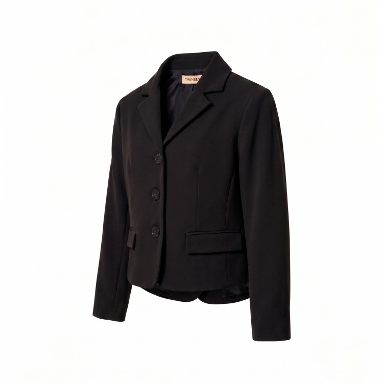 TWIN-SET Blazer nero cropped bambina