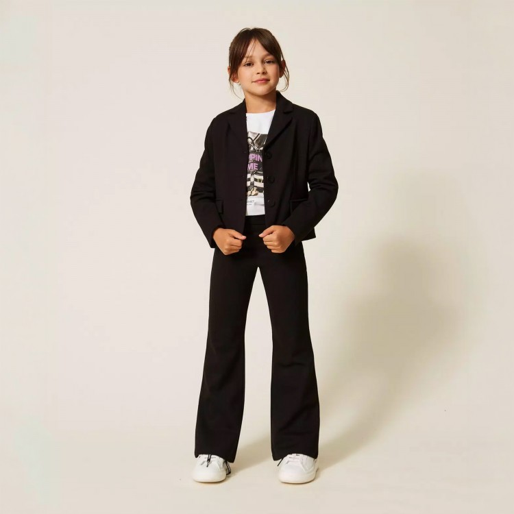 TWIN-SET Blazer nero cropped bambina
