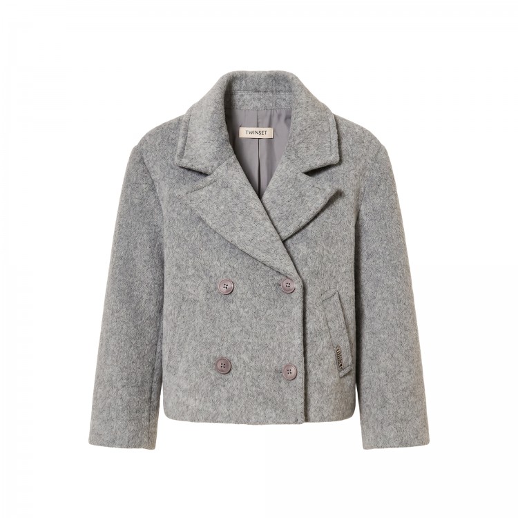 TWIN-SET Caban grigio doppiopetto bambina