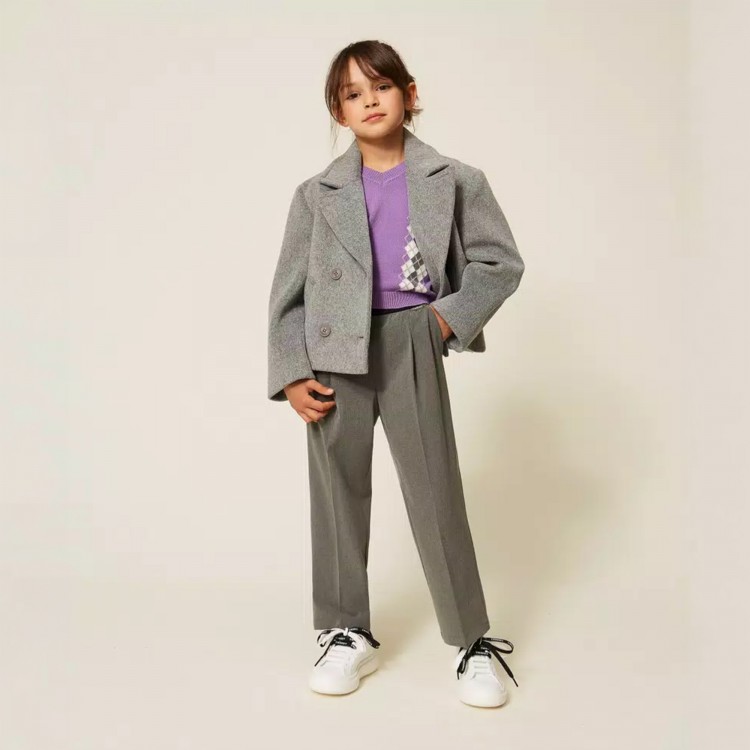 TWIN-SET Caban grigio bambina