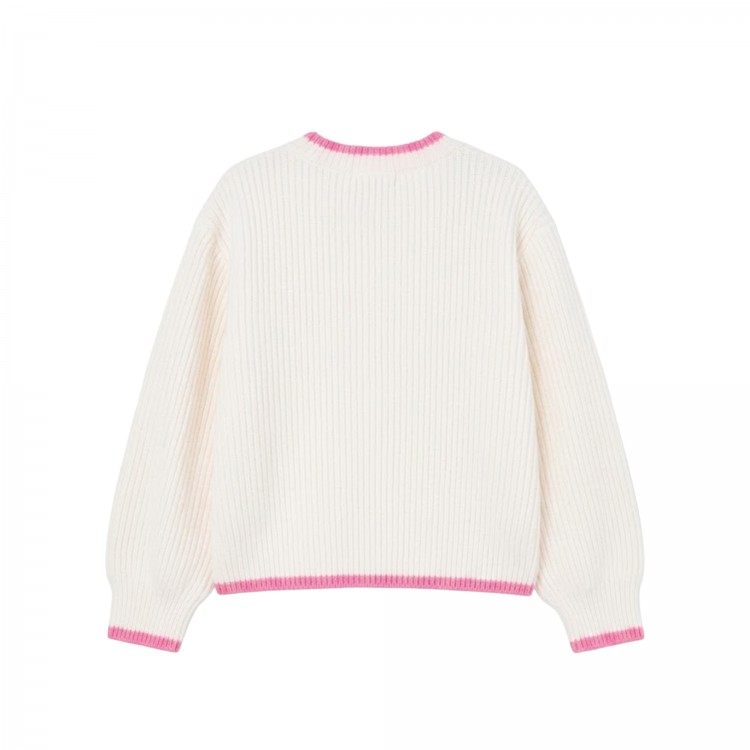 TWIN-SET Maglione panna con logo bambina