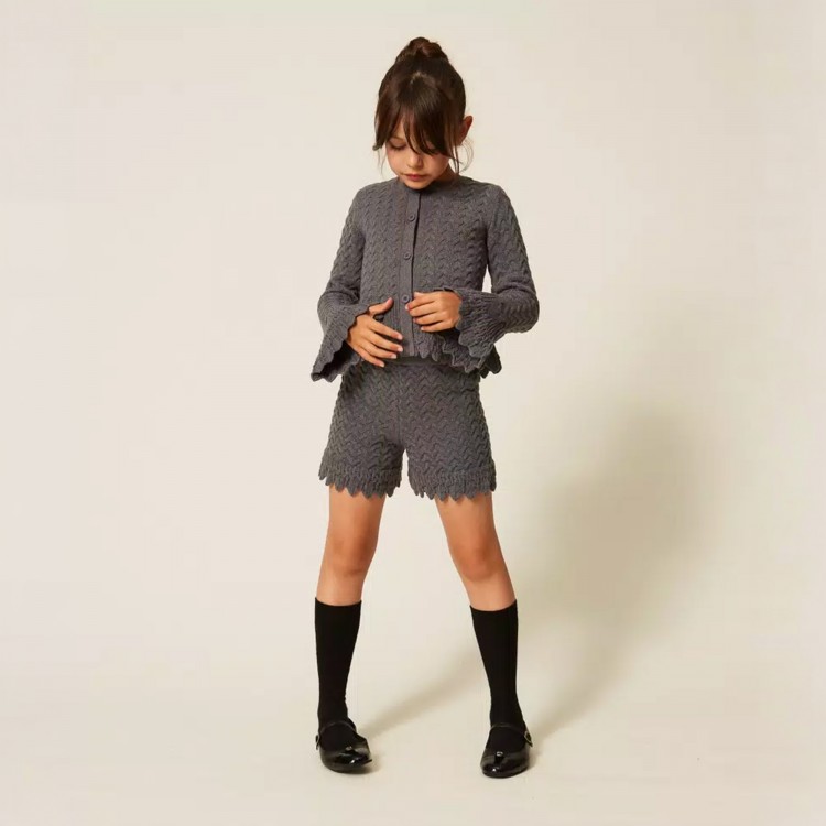 TWIN-SET Shorts grigio scuro in maglia bambina