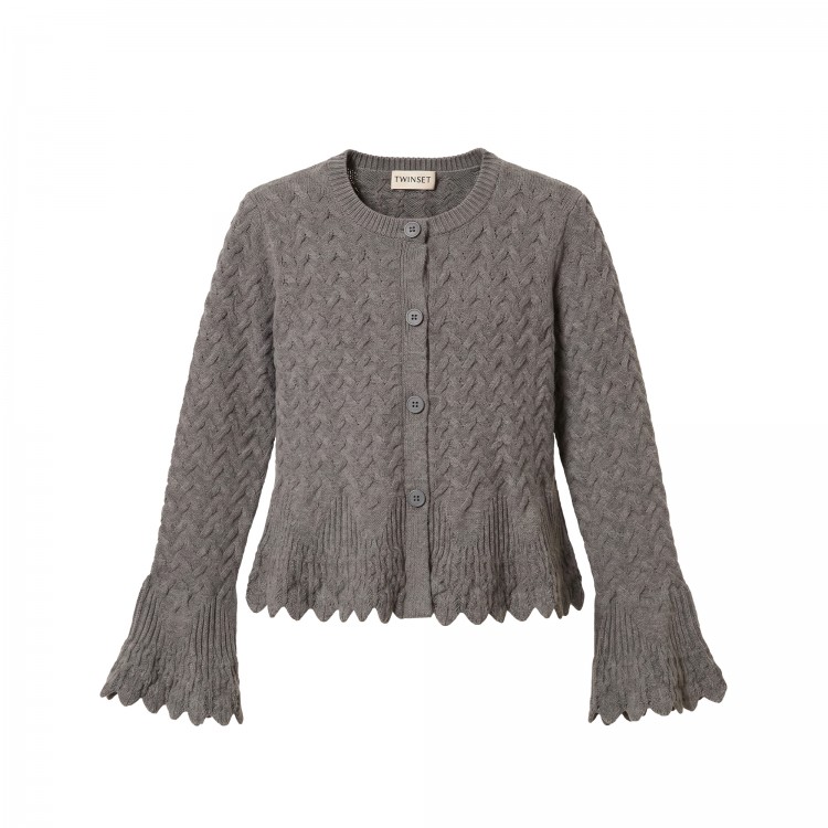 TWIN-SET Cardigan grigio in maglia bambina