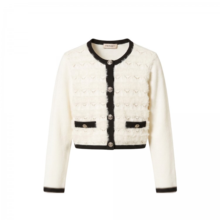 TWIN-SET CARDIGAN.BIC.NEVE/NERO