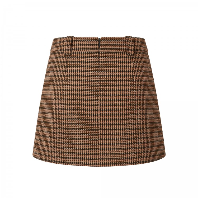 TWIN-SET MINIGONNA.PIED DE POULE ICED COFFEE/RED