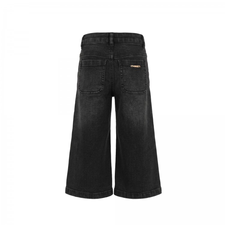 TWIN-SET WIDE LEG FIT.WASHED BLACK