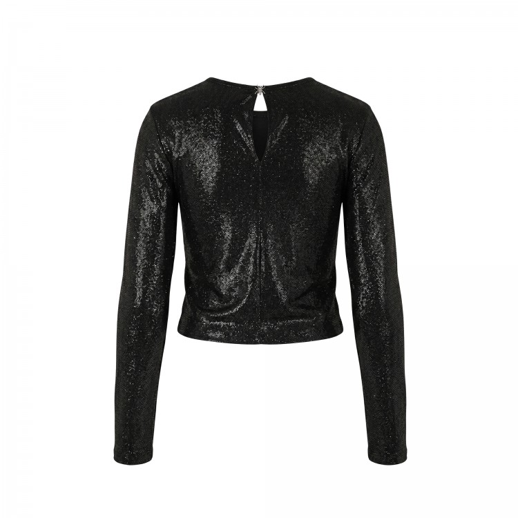 PATRIZIA PEPE Maglia nera lurex arricciata bambina