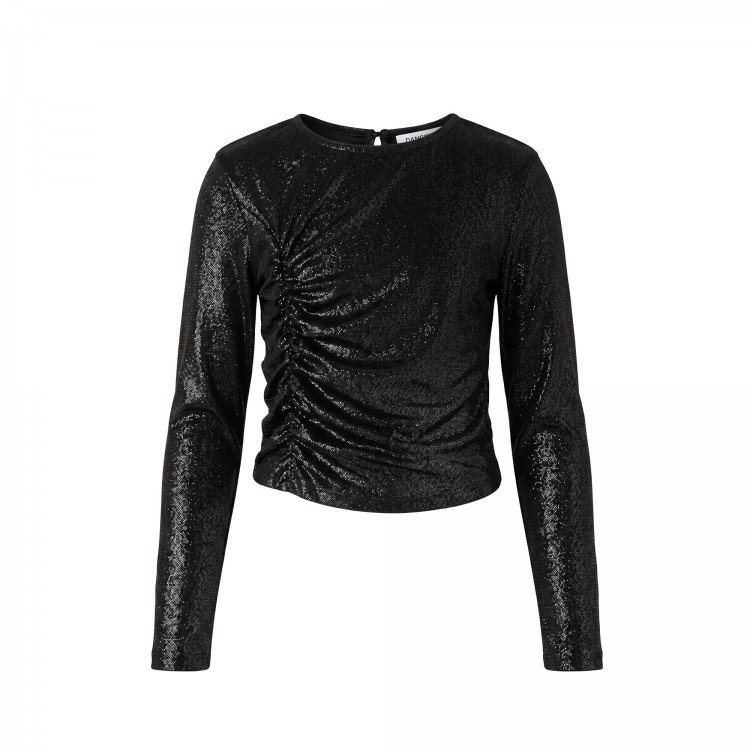 PATRIZIA PEPE Maglia nera lurex arricciata bambina