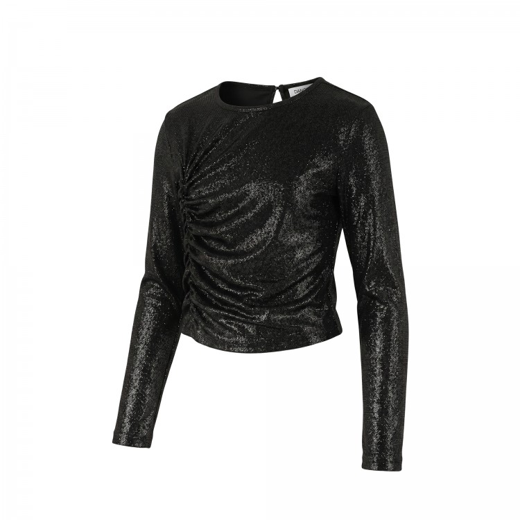 PATRIZIA PEPE Maglia nera lurex arricciata bambina