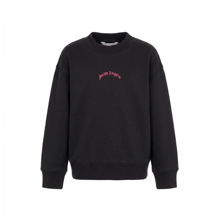 PALM ANGELS Felpa nera logata bambina