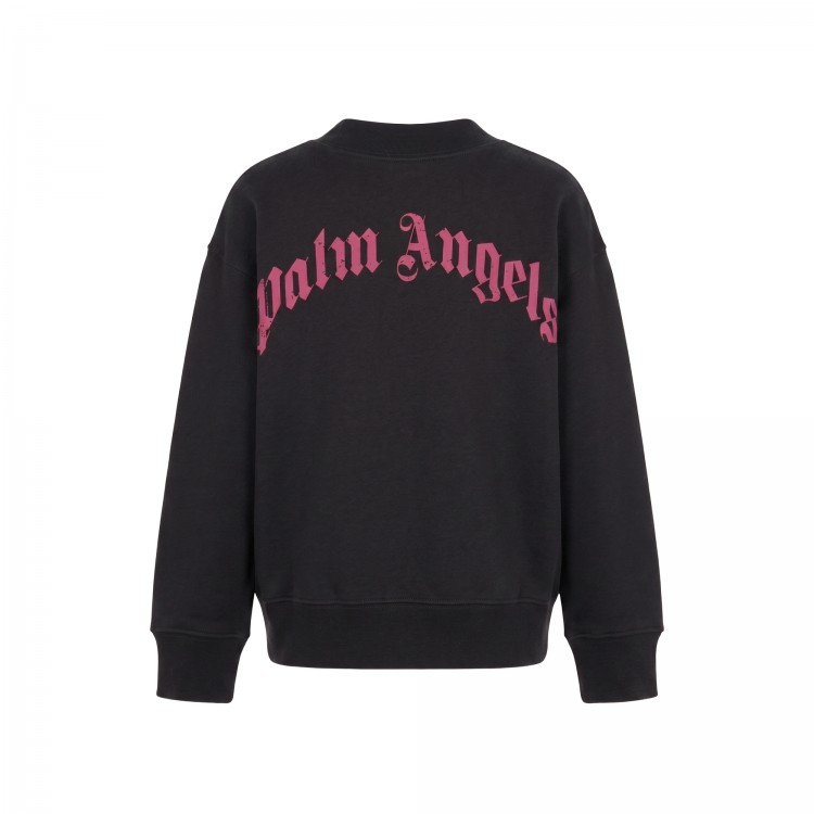 PALM ANGELS Felpa nera logata bambina
